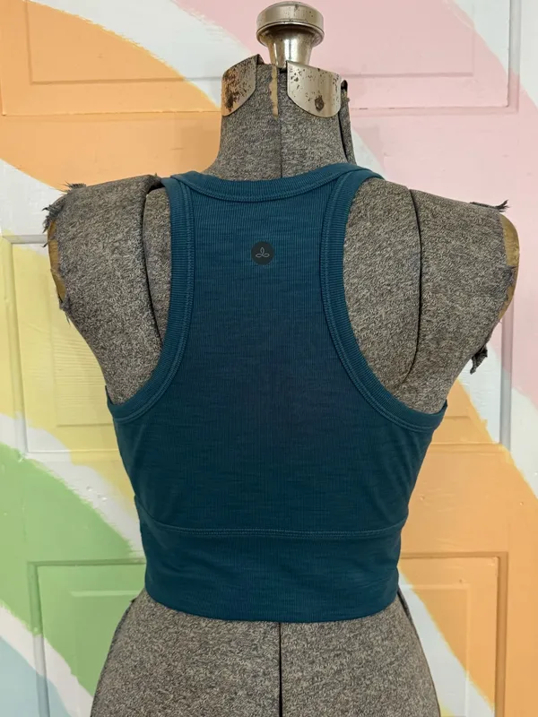 PrAna Becksa Ribbed Sports Bra Tank Teal Sz S 💛🍄 - Image 3