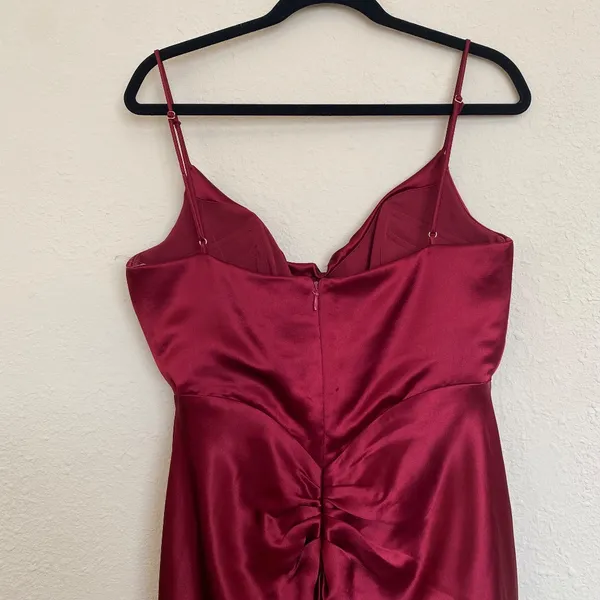 HOUSE OF CB 'Nera' Wine red Satin Draped Corset‎ Dress /Size L NWOT - Image 9