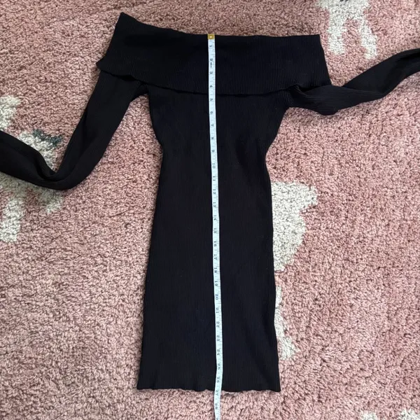 Edikted Emma Long Sleeve Off the Shoulder Minidress Size M/L Black Ribbed Club - Image 10
