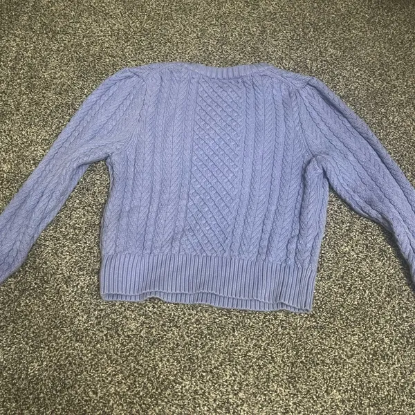 J. Crew Purple Cable Knit Long Sleeve Pullover Sweater M - Image 12