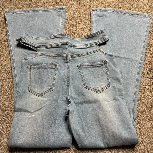 Angel Light Blue High Waist Flare Jeans with Ripped Details - Image 3