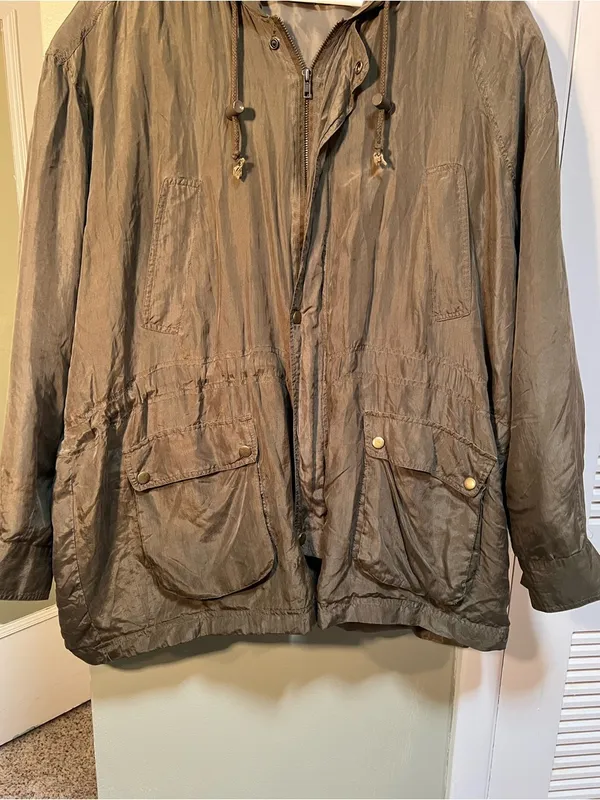 Robert Stock Women's Size Large Jacket Dark‎ Green Full Zip Snap Shoulder Pads - Image 3