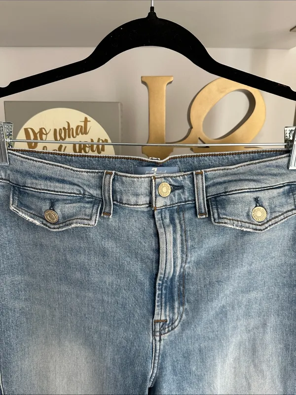 7 For All Mankind Light Blue Flared Jeans - Image 2