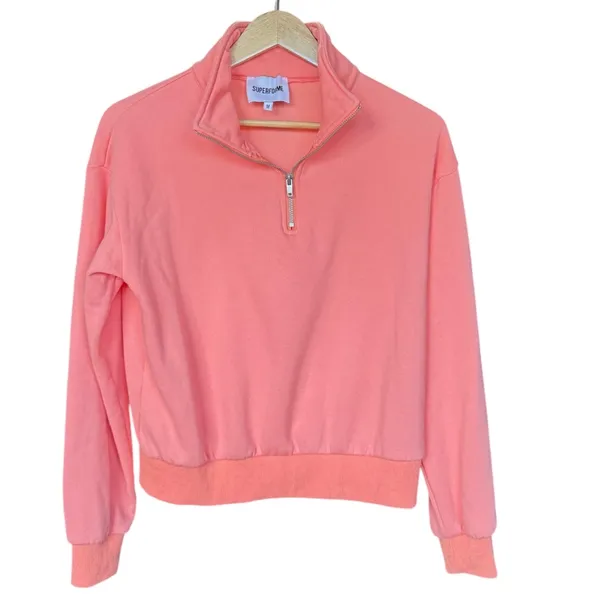 Superforme‎ Cropped Half Zip Sweatshirt Sz M Orange Size M - Image 4