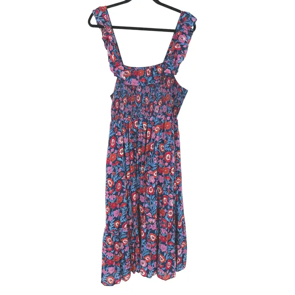 Vineyard Vines Womens Tisbury Floral Smocked Sleeveless Midi Dress Size Large - Image 3
