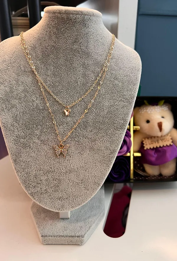 Gold Plated Butterfly Necklace - Image 3