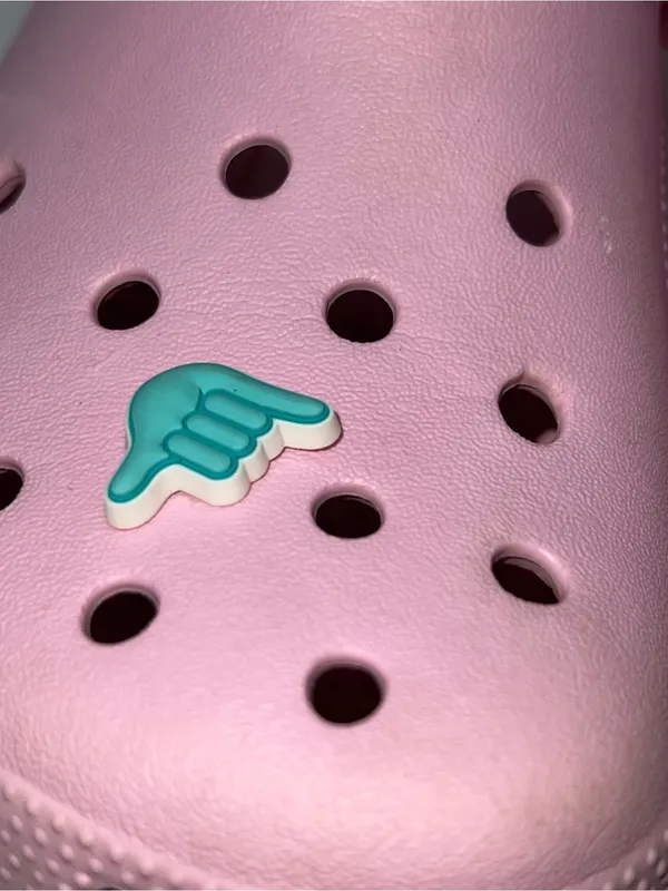 Classic Crocs Women's Taffy Pink Croslite Clog with Teal Hang Loose Jibbitz-Sz 8 - Image 7