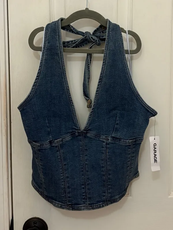 NWT!! Garage Denim Halter Top with Side Zipper - Image 9