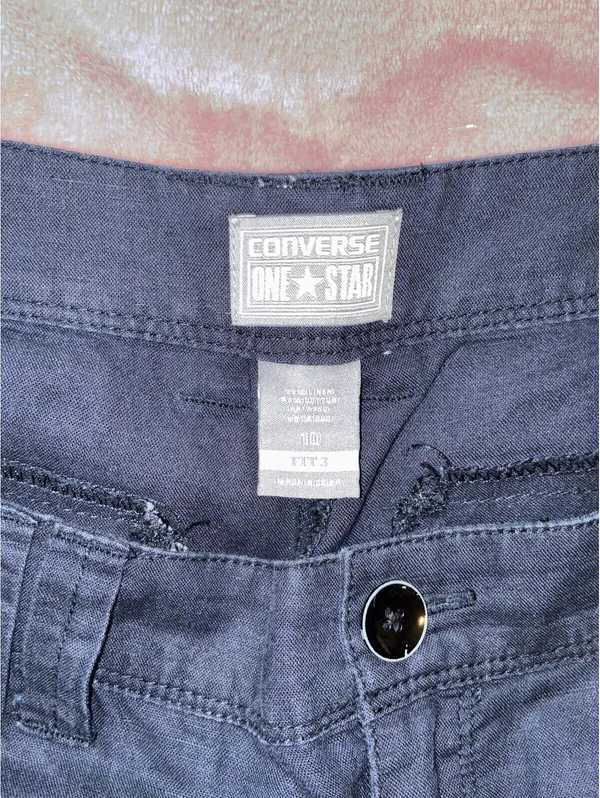 Converse One Star Wide Leg Pants Navy Blue Linen Blend Size 10 Fit 3 Beach Boho - Image 2