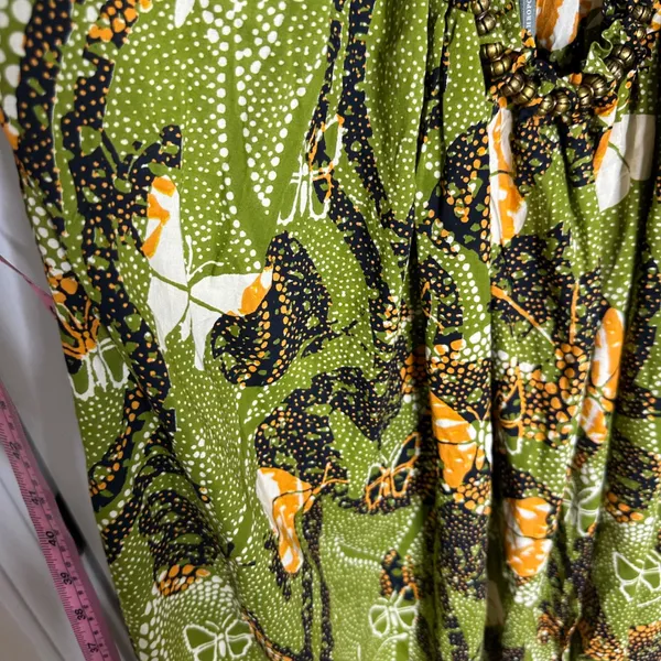 Anthropologie Kenzie Parrott green butterfly nature midi dress small vacation‎ - Image 6