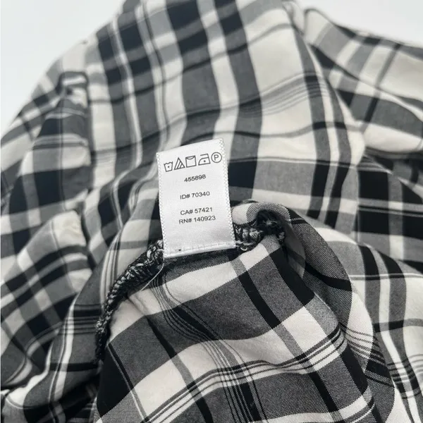 LOFT ANN TAYLOR Top Peplum Plaid Blouson Henley B&W Business Casual Size Small - Image 9