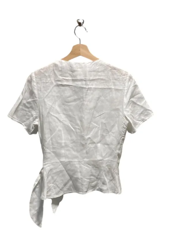 H&M Linen Wrap Top White Size 2 Coastal Beach Minimalist Vacation Lightweight - Image 12