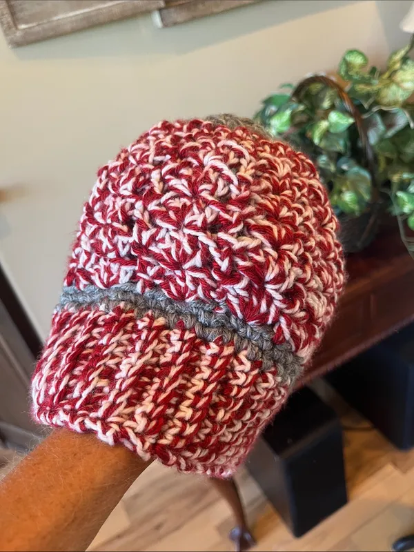 University of Alabama Kids Red & Gray Crochet Beanie Handmade - Image 5