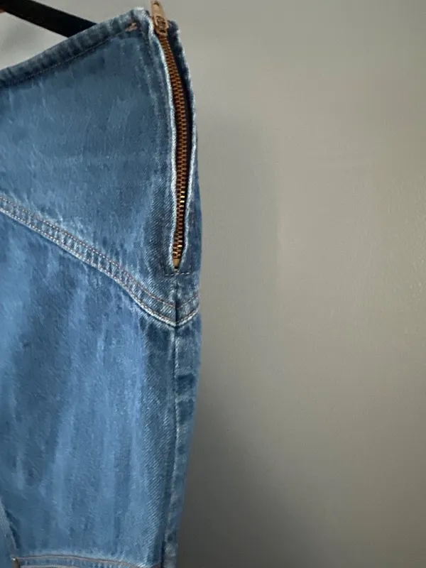 Womens size 8 Sisley Denim Skirt Vintage Y2K Asymmetrical Paneled Made Italy - Image 5
