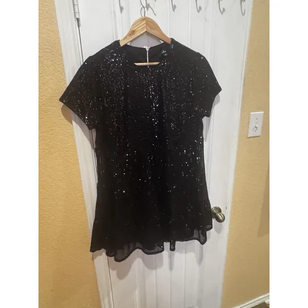 Lulus Women's Black Sequin Mini Dress Size L - Image 3