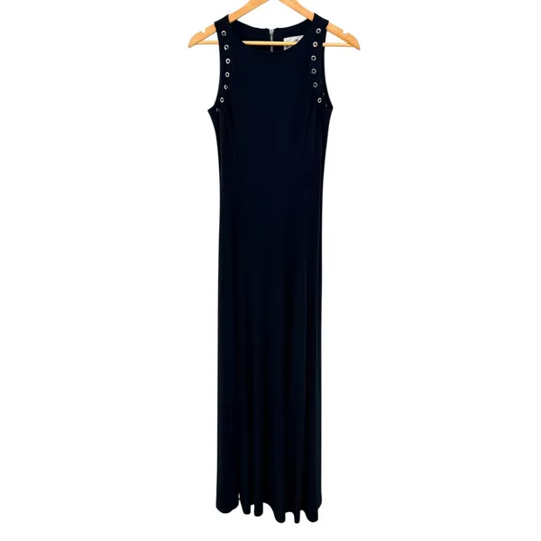 Joseph Ribkoff Black Sleeveless Grommet Maxi Dress Side Slit Size 4 US 6 UK‎ - Image 4