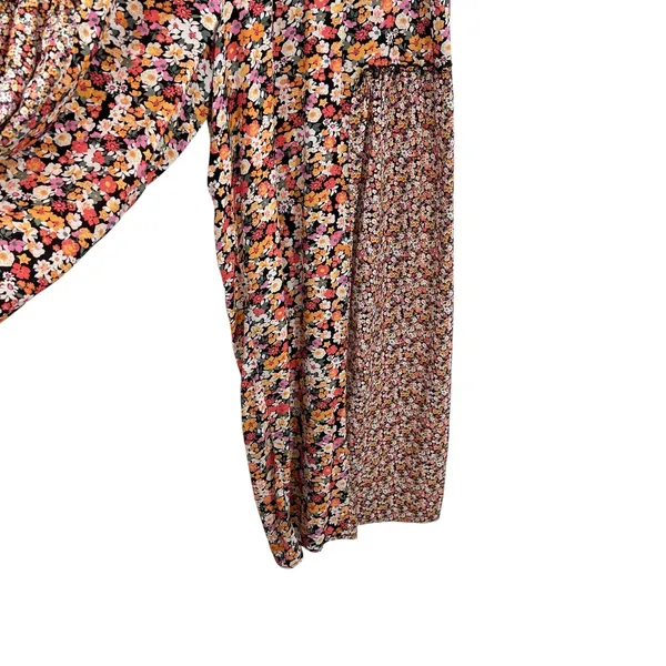 Maaji Wide Leg Pants Calico Floral Print Viscose Orange‎ Black Size Medium - Image 5