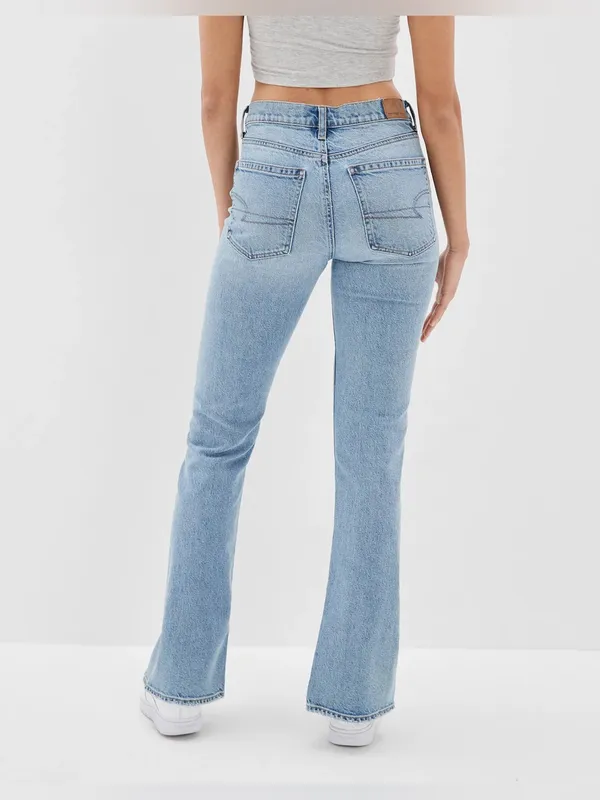 American Eagle Curvy ’90s Bootcut Slit‎ Hem Denim Jeans Light Minimalist AE Chic - Image 2