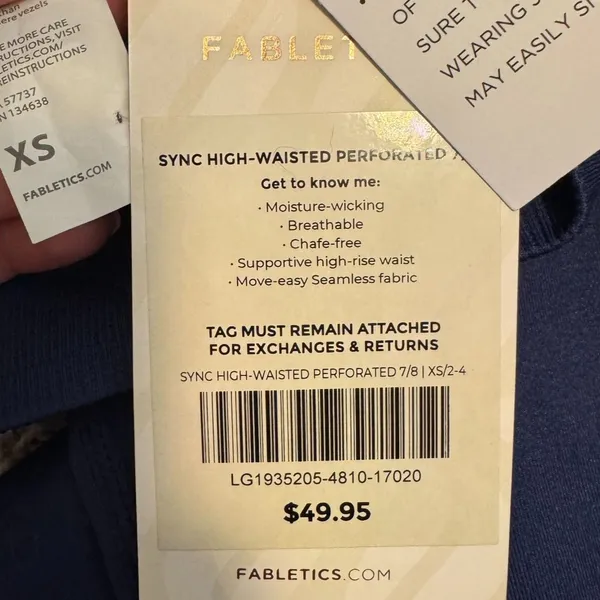 Fabletics Sync Seamless High-Waisted 7/8 Leggings in Navy Size XS New with Tags - Image 9