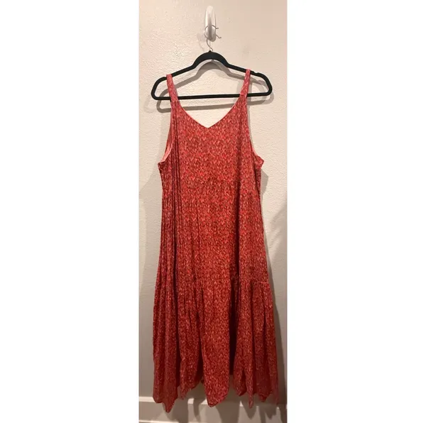 Anthropologie JOIE Sleeveless Summer Gathered Loose Fit Red Maxi Dress - Image 5