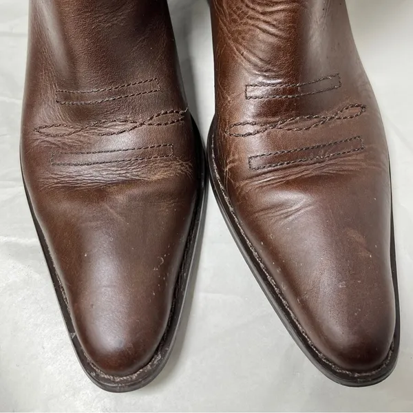 Womens sz 8M Matisse Chocolate Leather Point Toe Cowboy Western Pull Up Boots - Image 2