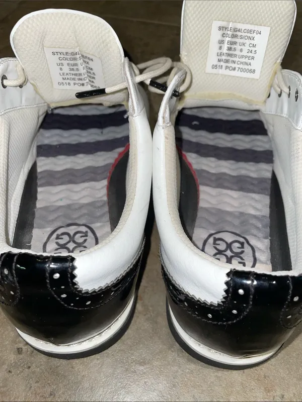 G/FORE Womens Cap Toe Gallivanter Leather Golf Shoes White Black Onyx Size 8 38 - Image 6