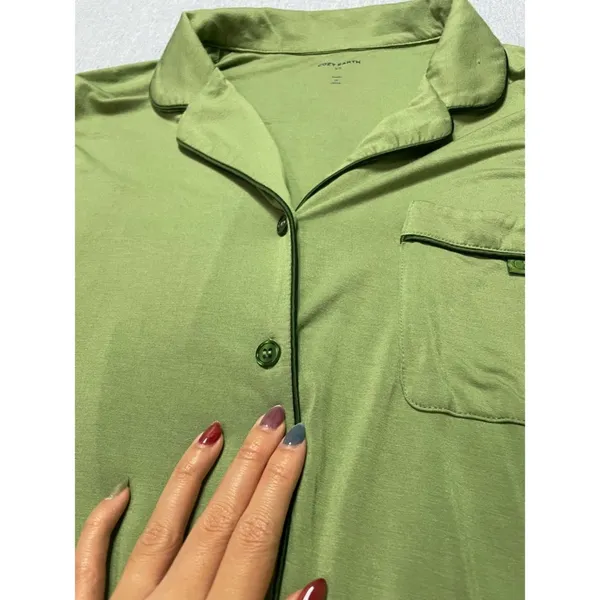 Cozy Earth Bamboo Stretch Knit Long Sleeve Pajama Top Size XS Green - Image 3