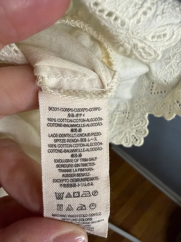 Free People 100% Cotton Cream Lace-Trim Bohemian Tunic - Image 10