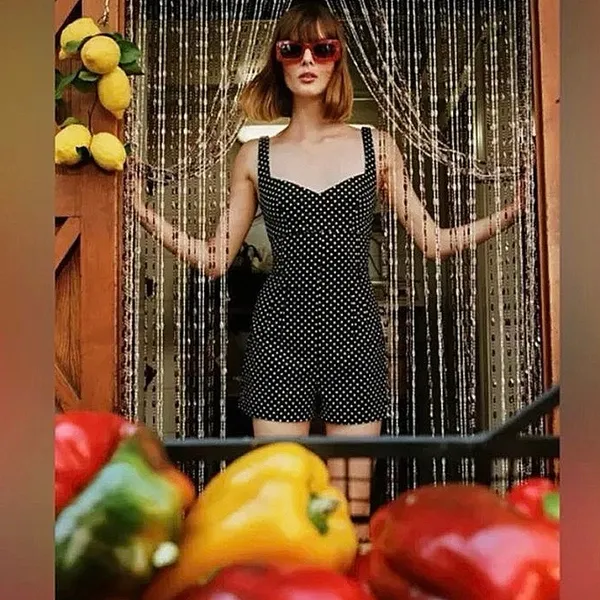 Zara Black Polka Dot Sleeveless Sweetheart Neck Playsuit Jumpsuit Romper XS - Image 2