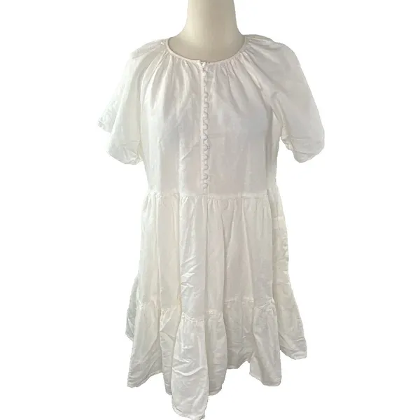 Madewell Women's $128 Linen-Blend Tiered Mini Dress Size S NF890 - Image 4
