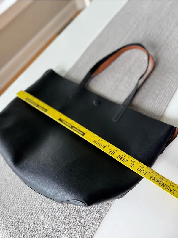 Source Unknown Black Pebbled Vegan Leather Oversized Tote Shoulder Bag - Image 6