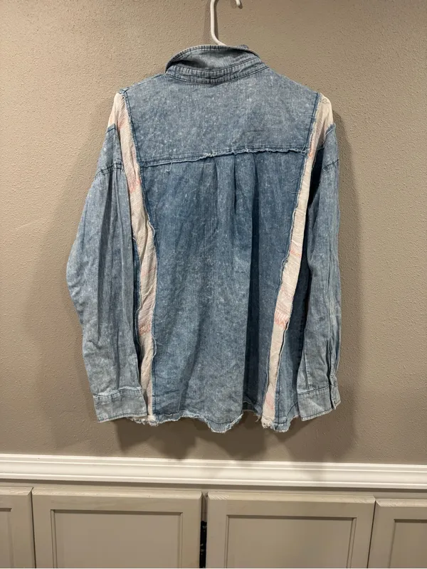 Buckle Gimmicks Pieced Chambray Shirt - Image 8