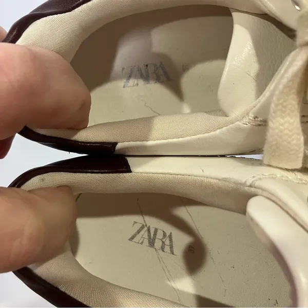 Zara white faux‎ leather sneakers size 37 - Image 8