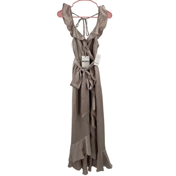 Show Me Your Mumu Dress Extra Small Samantha Ruffle NWT Show Me The Ring Satin - Image 5