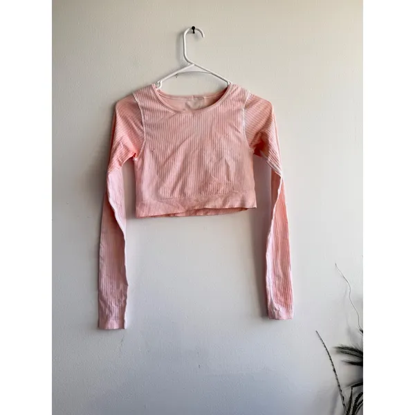 Lululemon Ebb to Street Long Sleeve Ribbed Crop Top Pink‎ Size 4 dye - Image 2