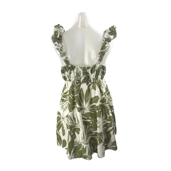 Abercrombie & Fitch Tropical Strappy Mini Tank Babydoll Flare A-Line Dress Sz L - Image 3