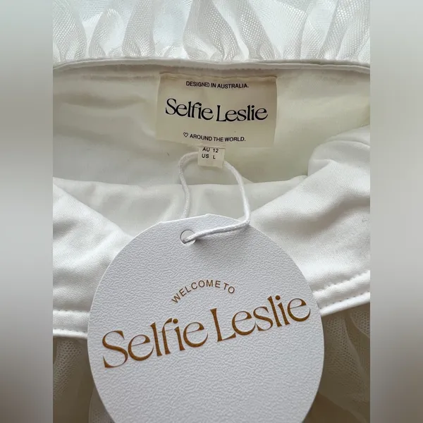 Selfie Leslie White Bodycon Mini Dress Sleeveless Flutter - Image 7