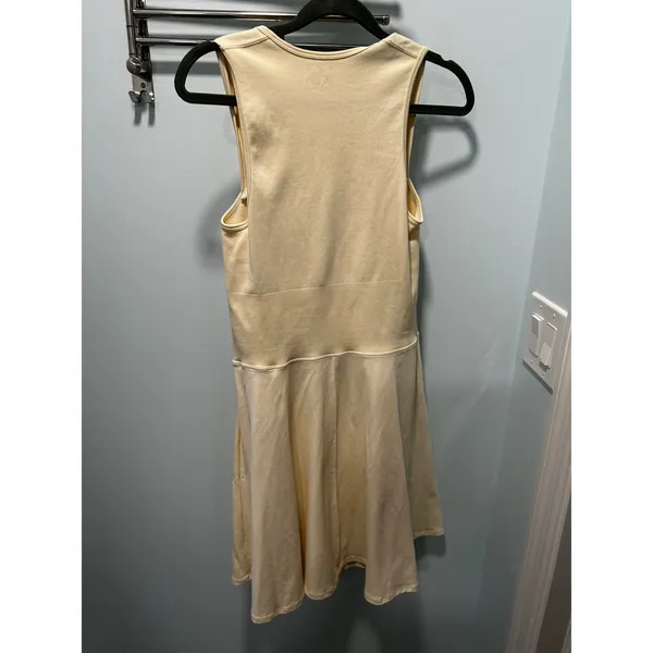 OQQ Athletic Tennis Dress Pale Yellow‎ Large Ribbed Square Neck Gym Casual - Image 3