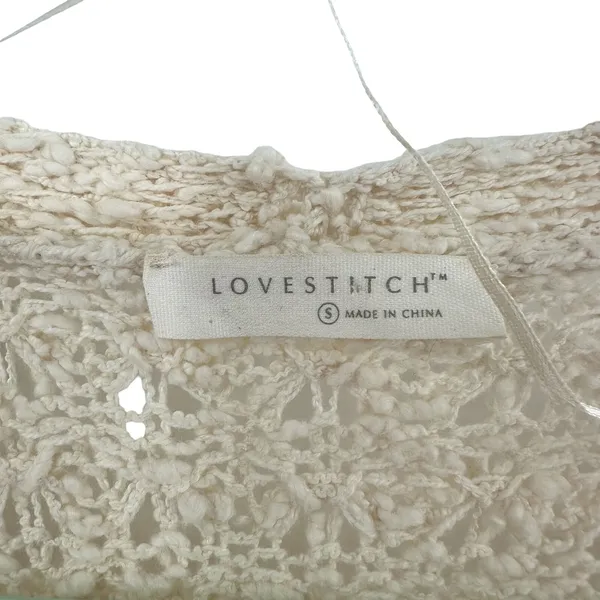 Lovestitch Size Small Cardigan Cream Open Front Duster Long Sleeve‎ Chunky Knit - Image 3