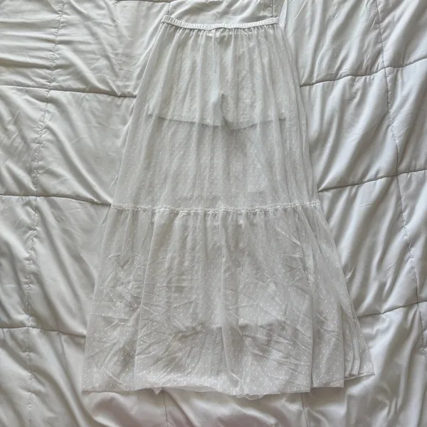 OFFLINE Aerie White Sheer Pointelle Mesh Maxi Skirt Medium Beachy Quiet luxury - Image 8