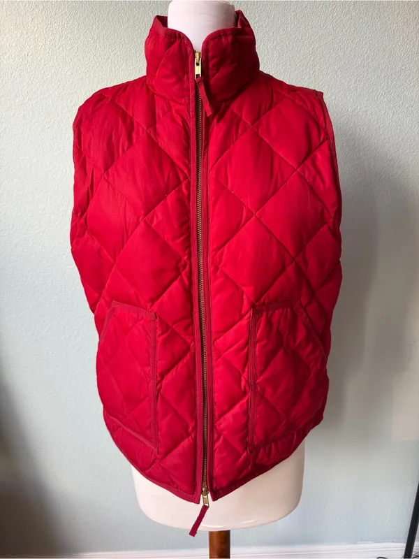 J.Crew Excursion Quilted Down Vest
Red Full Zip Sleeveless - Image 2