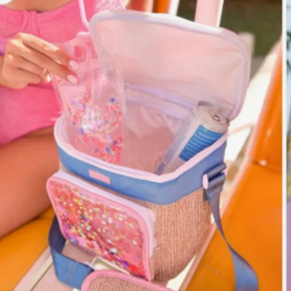 Packed Party Bring On the Confetti Insulated Cooler Bag NWT Pink Glitter - Image 7