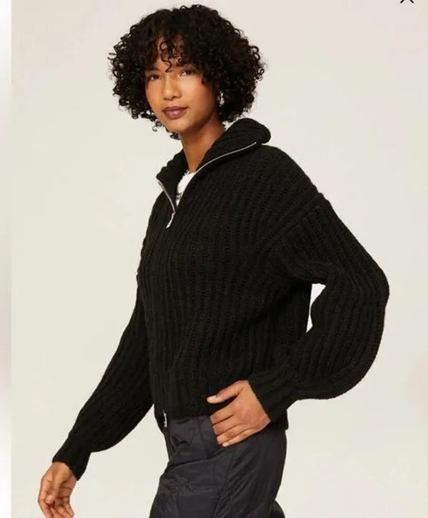 RTR Zadig & Voltaire Cheri Zip Turtleneck Sweater Zippered Knit Black sz M thick - Image 2