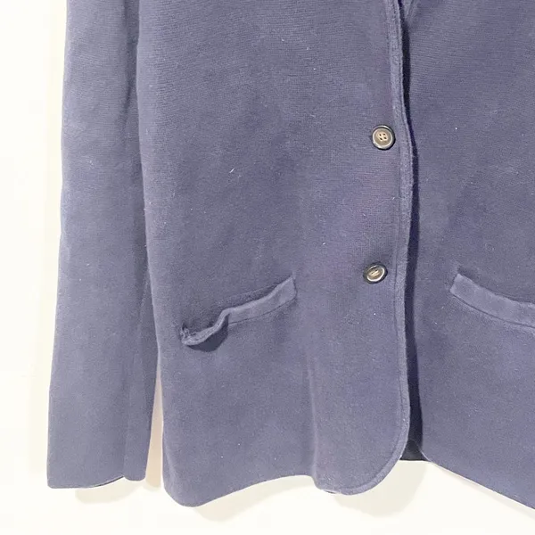 J Crew‎ Medium Navy Blue Sweater Blazer Jacket G9309 Two-Button Knit Jacket - Image 2