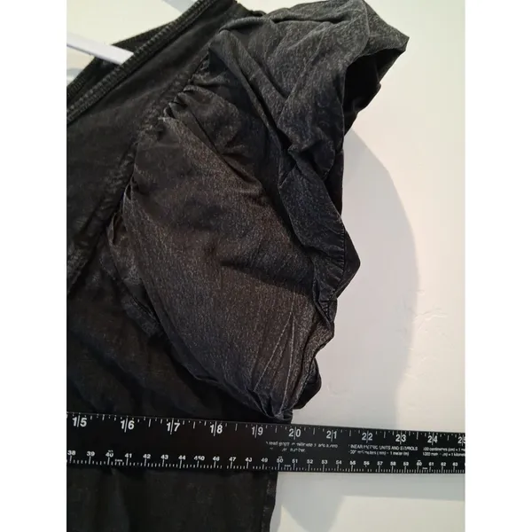 Daily Practice Anthropologie Malibu Creek Dress Cotton Ruffle Black measures Med - Image 6