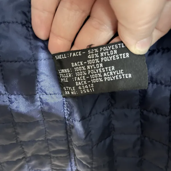 Guess Women's Dark Blue Shiny Long Winter‎ Jacket Size Small Missing Belt - Image 7