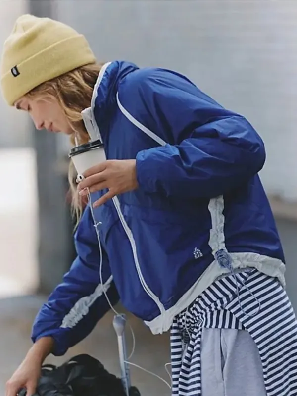 NWT Free People Earth Gem Packable Jacket in Athlete Blue Combo - Image 4