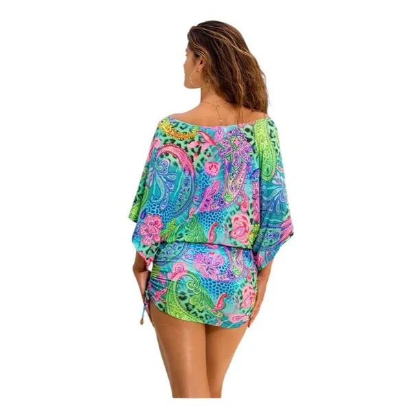 New Luli Fama SEAGLASS FANTASY South Beach Dress Multicolor Coverup Vibrant - Image 4