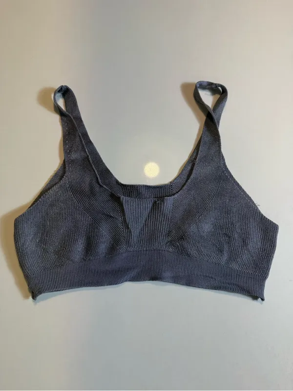 Free‎ People Show Off Set Pewter Gray Knit Bralette Wide Leg Pants Size M - Image 8