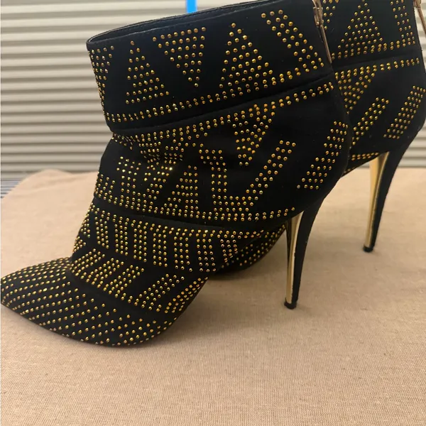 Thalia Sodi Black and Sparkling Gold beaded throughout Heeled Booties! - Image 2
